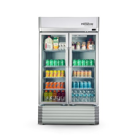 Premium Levella Premium Levella 16 cu. ft. Commercial Display Refrigerator Two Glass Door Merchandiser in Silver PRN165DX